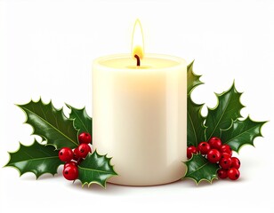 christmas candle and holly