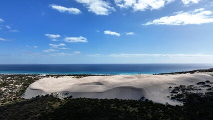 Obraz premium Aerial footage of Daly Head Sand Dunes South Australia