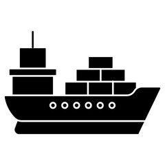 Obraz premium Cargo Ship Icon, Global Freight Carrier, Ocean Trade Vessel, Maritime Transport Giant