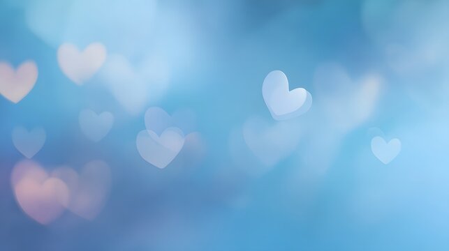 Romantic blue background of softly blurred hearts evokes calm love gentle hope serene commercial stock photo