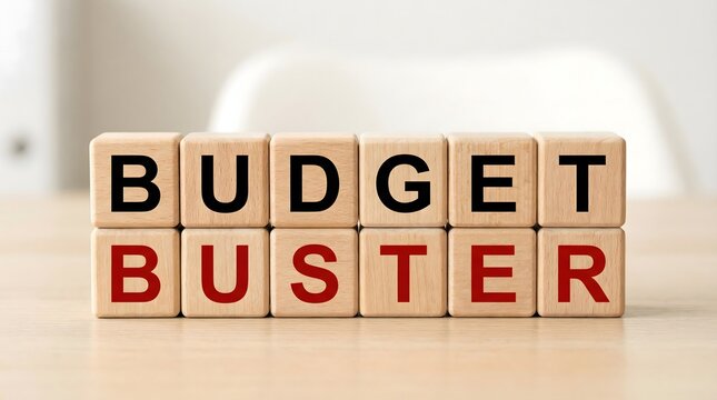 budget buster concept with wooden blocks