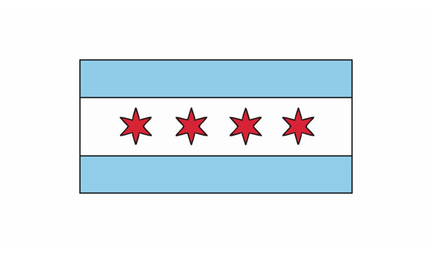 Chicago city flag vector illustration official municipal flag