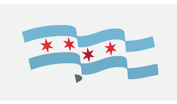 Waving Chicago city flag vector illustration