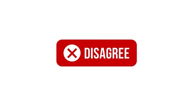 animated wrong sign with disagree text on transparent background
