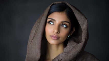 Medium shot of a model wearing soft winter linen layers highlighting cozy textures and muted tones for seasonal warmth and elegant comfort.