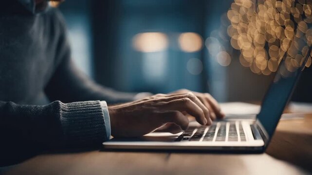 Midlevel view of a professional accessing encrypted cloud storage on a sleek laptop ensuring photo file security