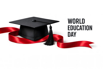 international day of education, with graduation cap and diploma