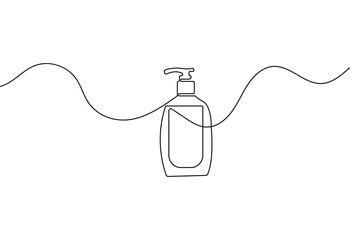 Obraz premium Shampoo bottle in minimalist style continuous one line drawing isolated outline vector design