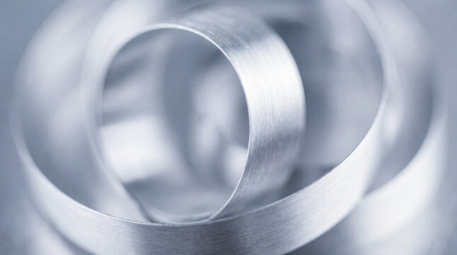 Abstract industrial detail of a tension coil spring. Concept of flexibility, resilience, mechanics and elasticity. Shallow depth of field.