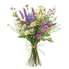 Obraz premium Rustic Wildflower Bouquet Tied with Twine