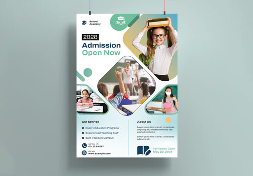 School Admission Poster Template Design