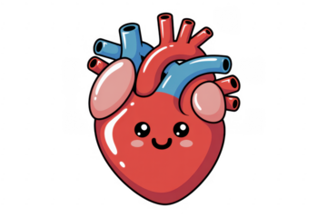 Smiling cartoon heart smiling heart blue isolated on a transparent background