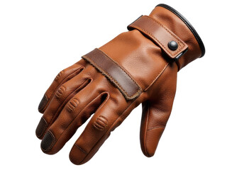Close-up shot of a pair of brown leather gloves on a white background, great for fashion or lifestyle images