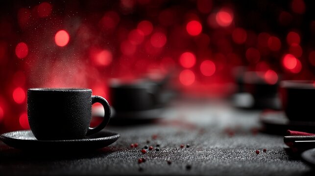 dimly lit backroom meeting setup with cups