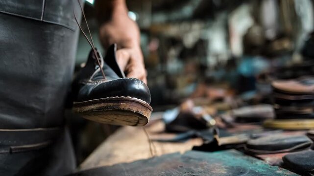 Skilled worker replaces worn rubber heel on casual shoe showcasing practical techniques to improve traction and prolong shoe usability.