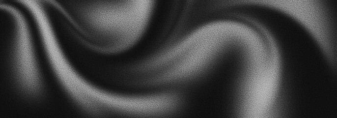 Grainy black white monochrome background dark gradient with liquid wavy curvy abstract noise texture effect header poster design