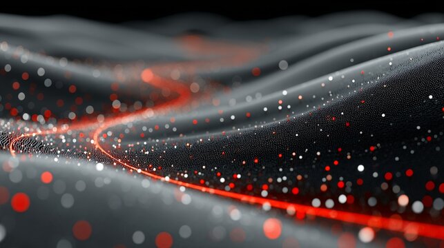 abstract background with flowing black sand and red light