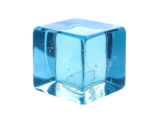 Obraz premium A clear blue glass block filled with calm water