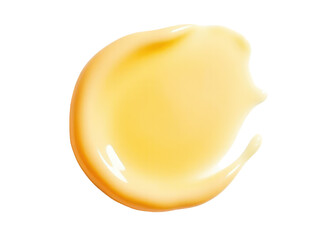 A close-up shot of a yellow substance on a white background