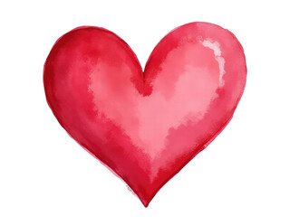 A delicate watercolor painting of a red heart set against a crisp white background, perfect for Valentine's Day or romantic occasions