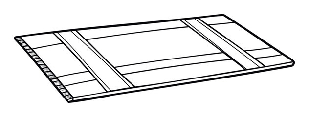Monochromatic graphic representation of a household textile item featuring an organized pattern and detailed border suitable for various craft and learning applications