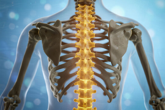 Human skeleton spine and ribcage