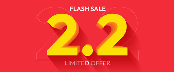 Catchy 2.2 Flash Sale banner with a bold limited offer on a vibrant red background.