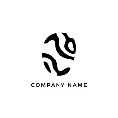 Obraz premium Abstract black and white oval logo design with organic flowing lines and company name below.