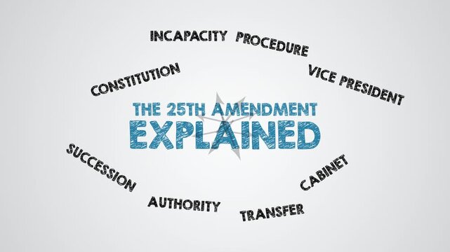 The 25th Amendment Explained Concept. Illustration with Icons  Keywords and Arrows on a White Background