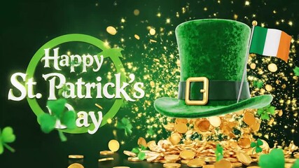 St Patricks Day Leprechaun Hat With Irish Flag And Gold Coins