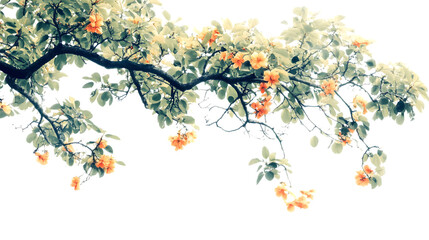 Artistic Flowering Branch Isolated on White background