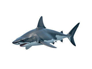 Obraz premium A plastic toy shark defying gravity and flying through the air