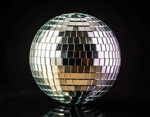 A perfectly spherical object composed of many reflective, square tiles