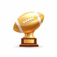 Golden American Football Trophy on Wooden Base