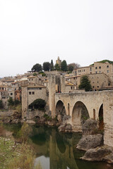 Fototapeta premium The old bridge in Besalu village, Catalunya, Spain