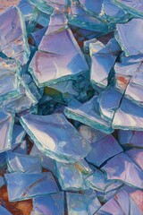 Obraz premium Abstract art close up of textured glass pieces with blue and purple hues
