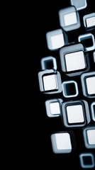 Abstract chrome squares on a dark background for modern digital design
