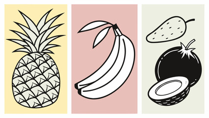 Vibrant fruit illustrations for healthy lifestyle and nutrition