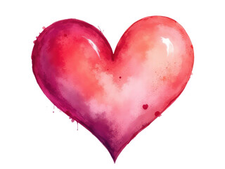 A beautiful watercolor painting of a red heart on a white background, ideal for romantic or Valentine's Day themes