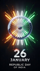Modern Digital Art Republic Day of India Background &ndash; 26 January Celebration