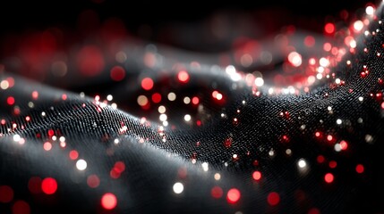 Obraz premium macro shot of black mesh fabric with red reflections