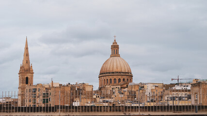 Fototapeta premium View of the city of Valletta during sunset in Malta