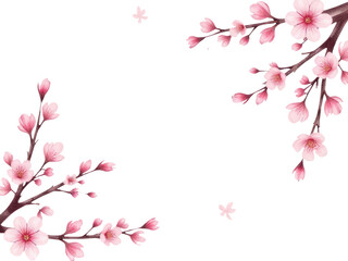 Pink flowers on a cherry tree branch, ideal for spring or summer themes