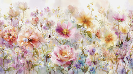 watercolor botanical rose flowers texture template background.Elegant wedding invitation card background . Minimal hand painted Design for wedding or Valentine's Day