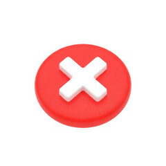 Obraz premium Red circle with white x symbol