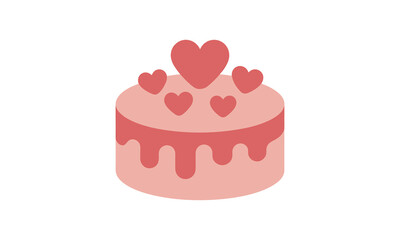 Cute Heart Decorated Cake Illustration for Valentine Celebration