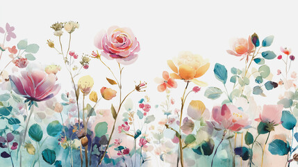 watercolor botanical rose flowers texture template background.Elegant wedding invitation card background . Minimal hand painted Design for wedding or Valentine's Day