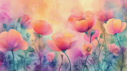 watercolor botanical rose flowers texture template background.Elegant wedding invitation card background . Minimal hand painted Design for wedding or Valentine's Day