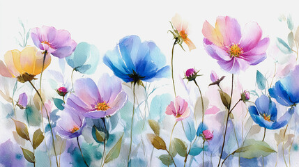 watercolor botanical rose flowers texture template background.Elegant wedding invitation card background . Minimal hand painted Design for wedding or Valentine's Day