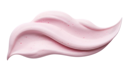 Pink cream smear with exfoliating particles for beauty skincare product marketing on transparent background